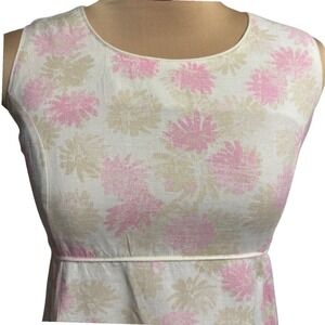 In Due Time Maternity Dress Linen Floral Sleeveless‎ Tie Back Coquette Small